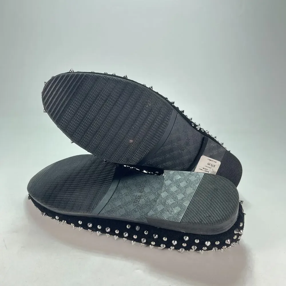 Steve Madden Black Slip On Dress Loafers Studded Velvet Shoes Men's Size 11.5